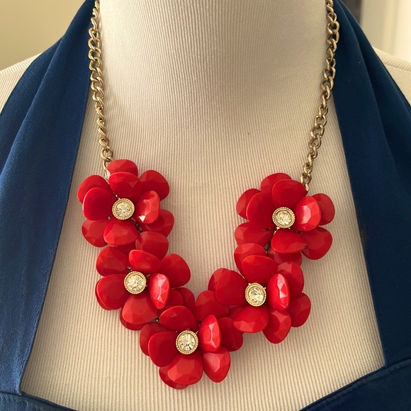 Vintage Plastic Flower Necklace 5 large set crysta - Picture 1 of 3
